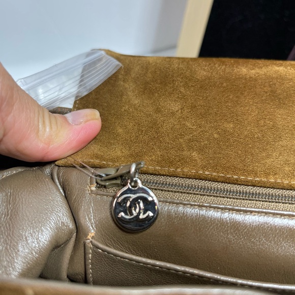 Chanel Brown Suede Shoulder Bag,with auth. Card and care card, pre loved. - Picture 7 of 16